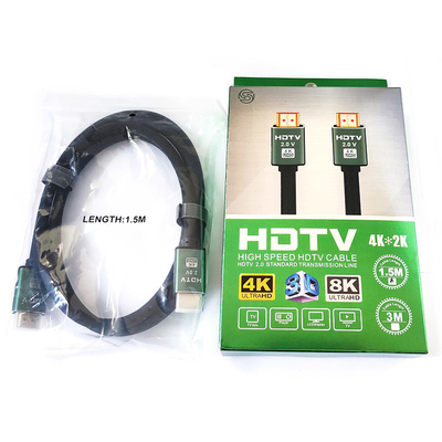 DVD প্লেয়ারের জন্য ODM HDMI 2.0 কেবল 3m 18Gbps হাই স্পিড ব্ল্যাক